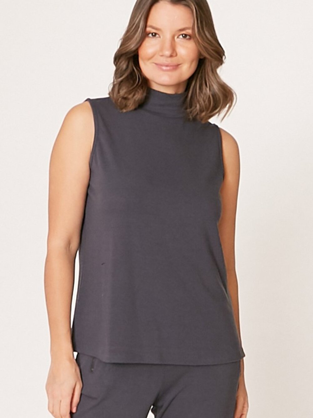 WYNNE LOUNGE (1X) Microfleece Sleeveless Turtleneck by Marla Wynne Inky Blue NWT